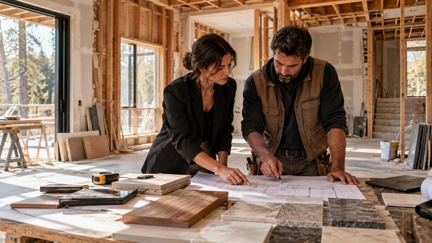 Design and construction decisions being coordinated on site.