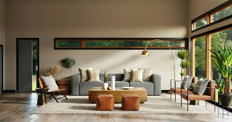 Warm modern interior living room